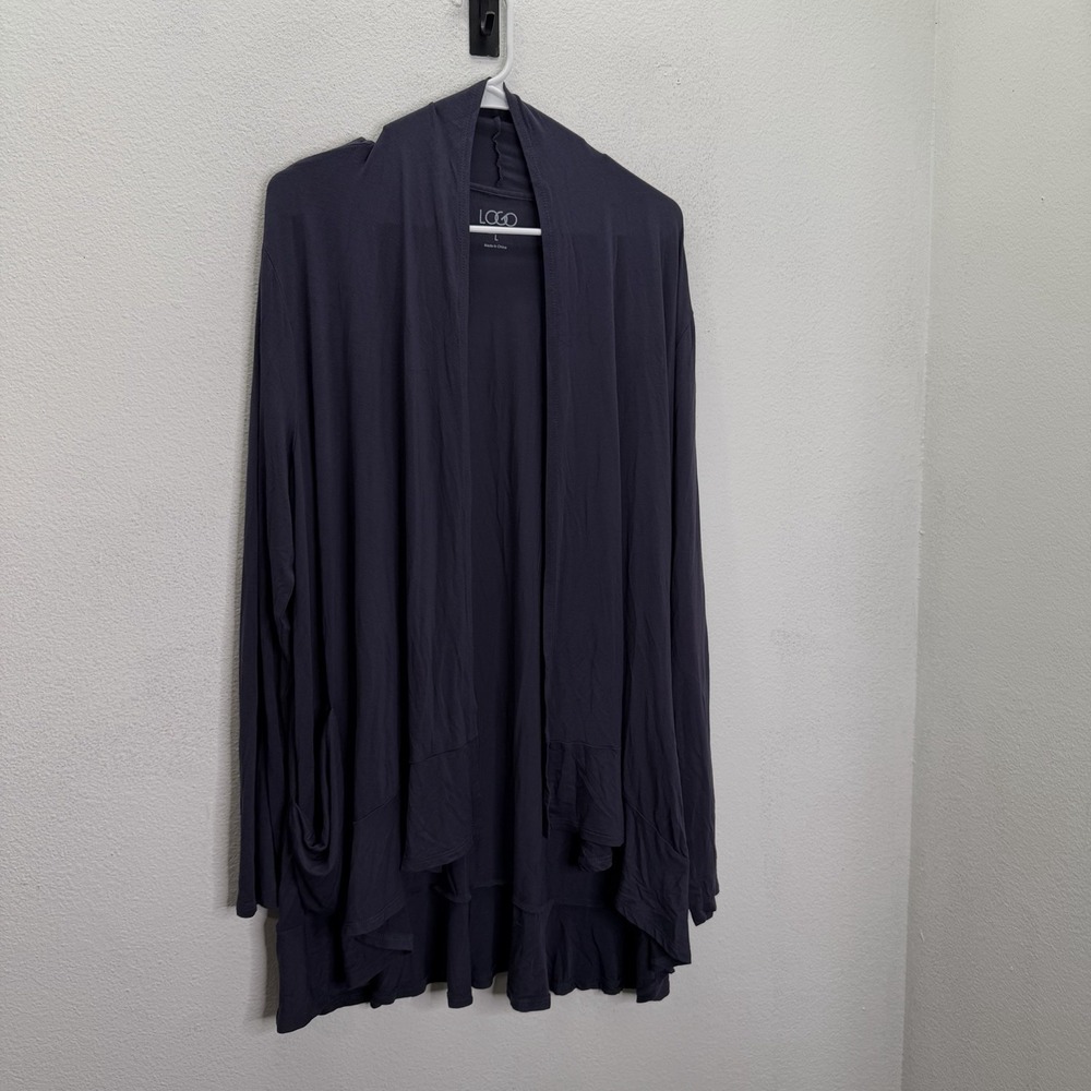 LOGO by Lori Goldstein Womens L Longline Cardigan lagenlook cottagecore Soft